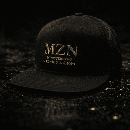 Černý pletený kulich s výšivkou MZN