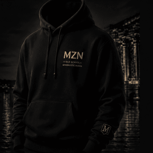 Černá mikina s kapucí a znakem MZN